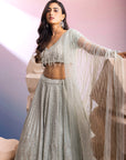 Sea Green Embroidered Lehenga With Tassels