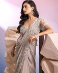Grey Pre-Draped Saree