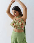 Drape Skirt Saree with Slim Fit Pants