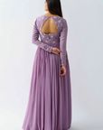 Ruffle Drape Skirt Set with Crop Top - Georgette Crepe