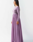 Ruffle Drape Skirt Set with Crop Top - Georgette Crepe