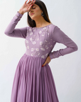 Ruffle Drape Skirt Set with Crop Top - Georgette Crepe