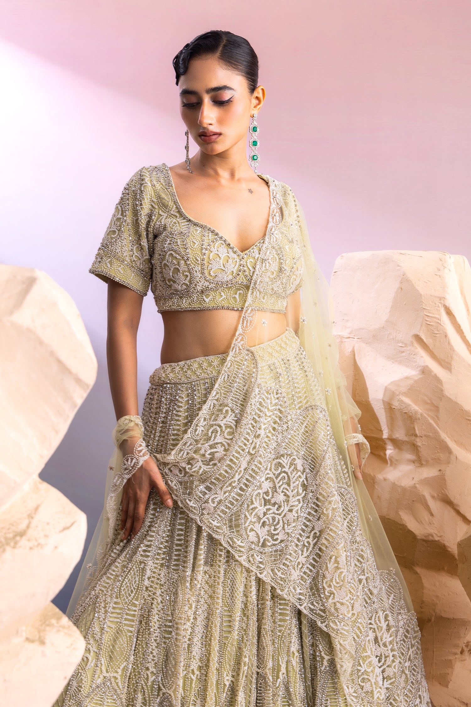 Sea Green Bridal Lehenga