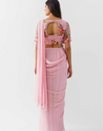 Asymmetric Dress with Flared Pants and Attached Jacket