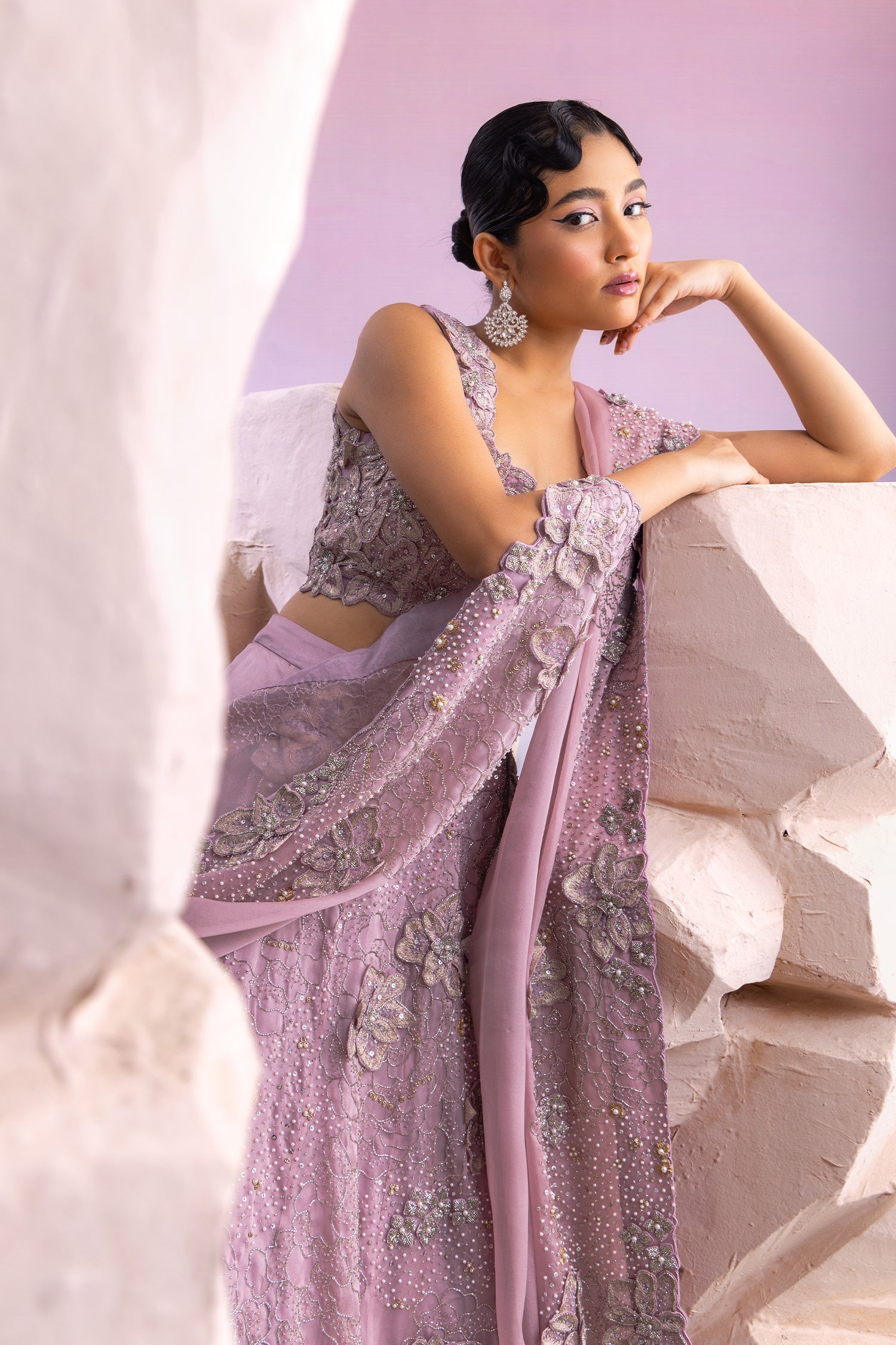 Lavender 3D Lehenga