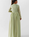 Elegant Ombre Drape Skirt Set with Hand-Embroidered Zardosi Crop Top