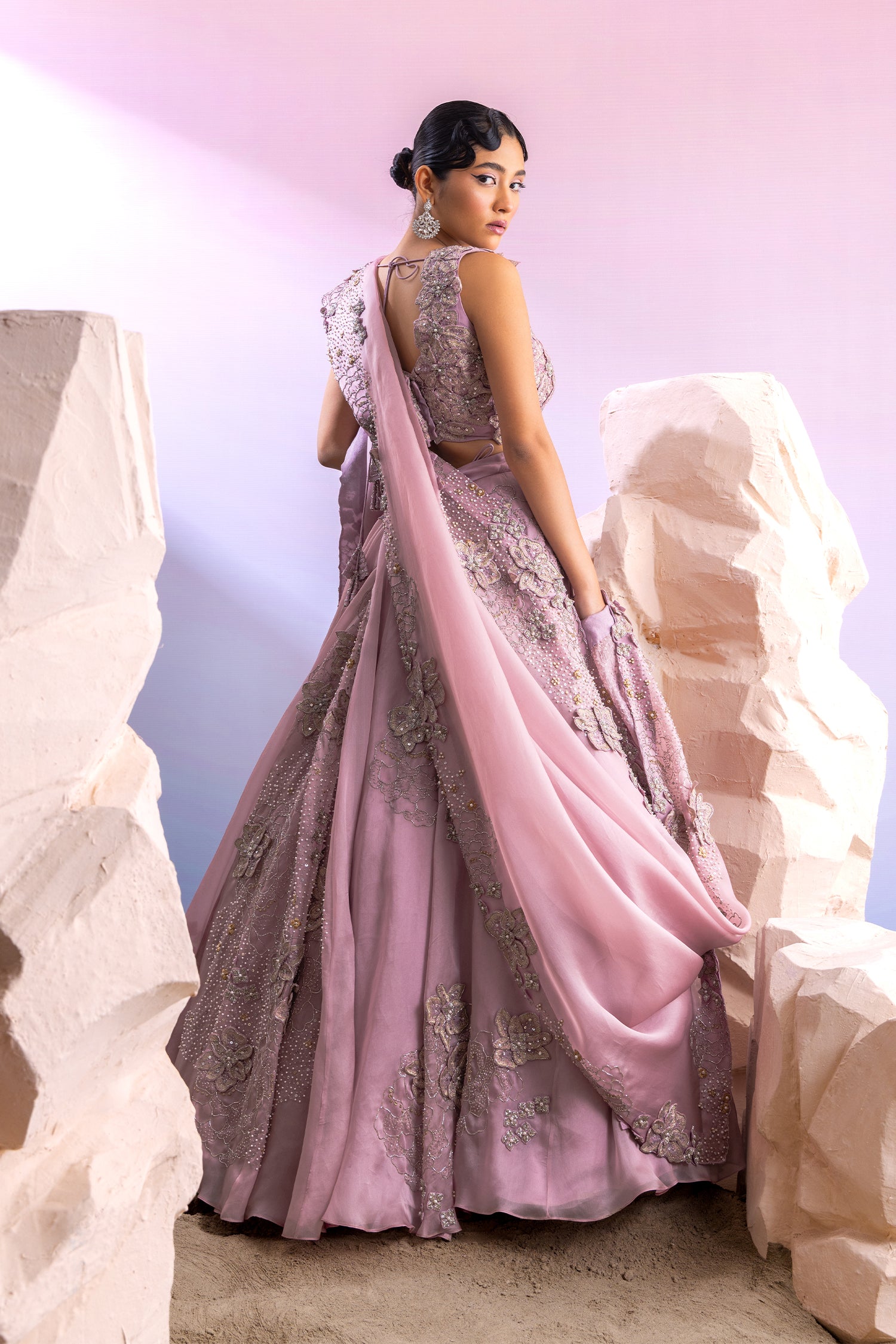 Lavender 3D Lehenga
