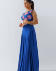 Mint Green Ruffle Drape Skirt Set with Crop Top - Georgette Crepe