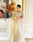 Golden Embellished Hand Embroidered Mukaish Saree