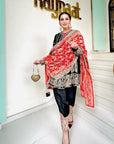 Black Embroidered Short Anarkali Suit