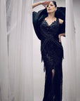 Elegant Coal Black Fishcut Gown