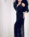 Elegant Coal Black Fishcut Gown