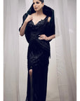 Elegant Coal Black Fishcut Gown