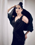 Elegant Coal Black Fishcut Gown