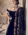 Black Velvet Hand Embroidered Jacket Set