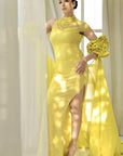 Lime Green Hand Embroidered Gown