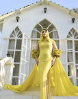 Lime Green Hand Embroidered Gown