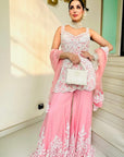 Pink Sharara Suit Pearl Embellished