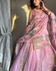 Glossy Pink Elegent Sharara Set