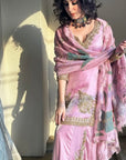 Glossy Pink Elegent Sharara Set
