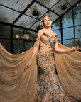 Golden Structure Fish Cut Lehenga