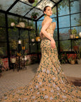 Golden Structure Fish Cut Lehenga
