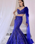 Electric Blue Fish Cut Lehenga