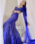 Electric Blue Fish Cut Lehenga