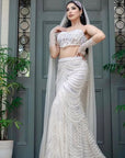 Ivory Pearl Fish Cut Lehenga