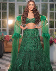 Natural Serenity Green Embroidered Lehenga Set