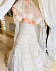 Ivory & Pink Embroidered Lehenga