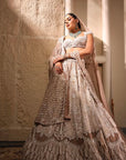Light Taupe Lehenga With Leaves Embroidery