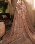 Light Taupe Lehenga With Leaves Embroidery