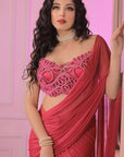 Watermelon Pink Color Saree