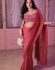 Watermelon Pink Color Saree