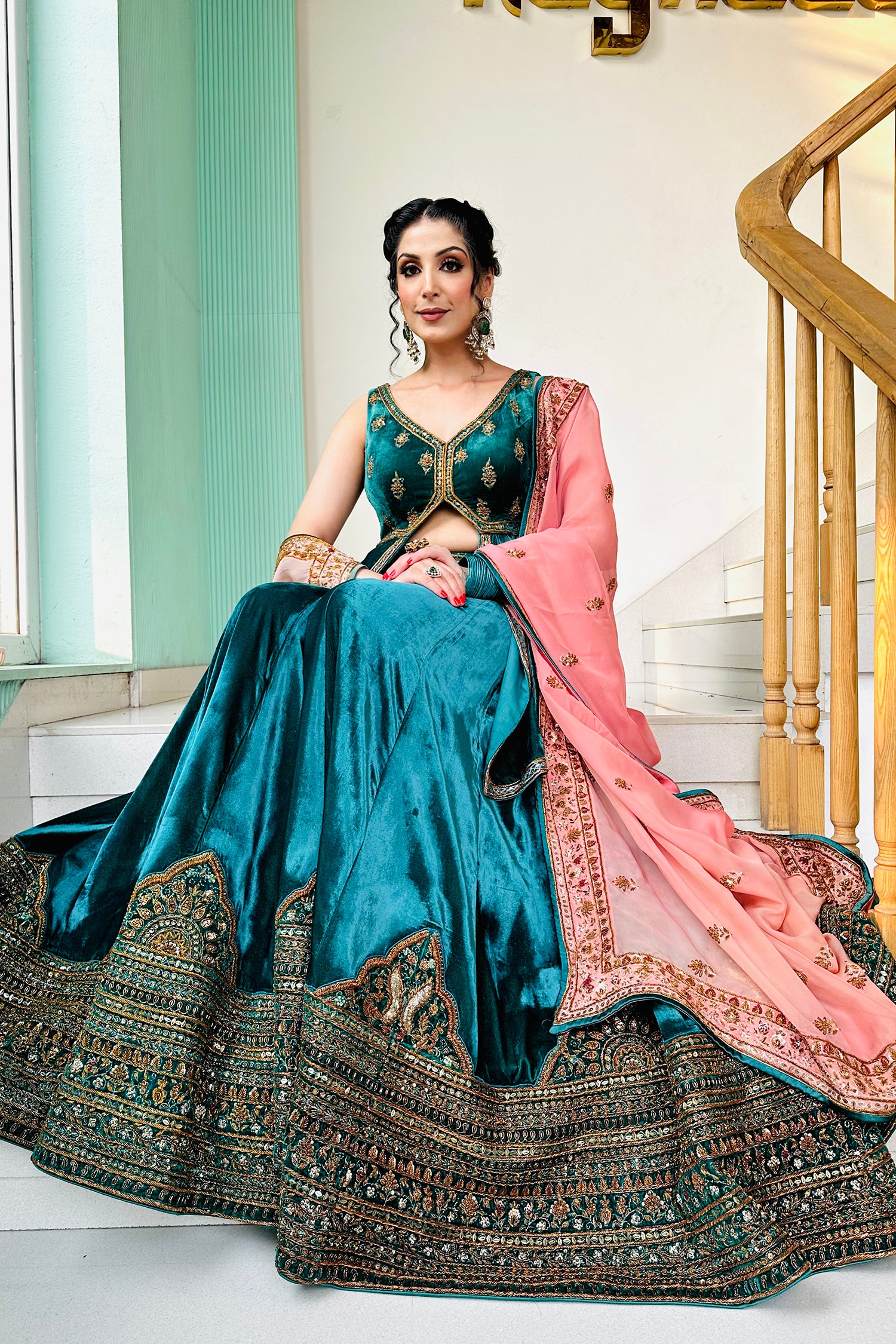 Bottle Green Sharara Set