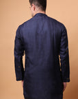 Muqaish Work Men Short Kurta - Blue