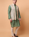 Muqaish Work Men Kurta Set - Green
