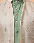 Muqaish Work Men Kurta Set - Green