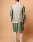 Muqaish Work Men Kurta Set - Green