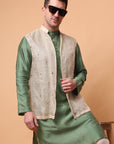 Muqaish Work Men Kurta Set - Green