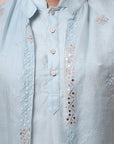 Muqaish Work Men Kurta Set -Sky Blue