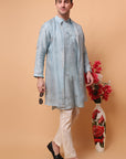 Muqaish Work Men Kurta Set -Sky Blue