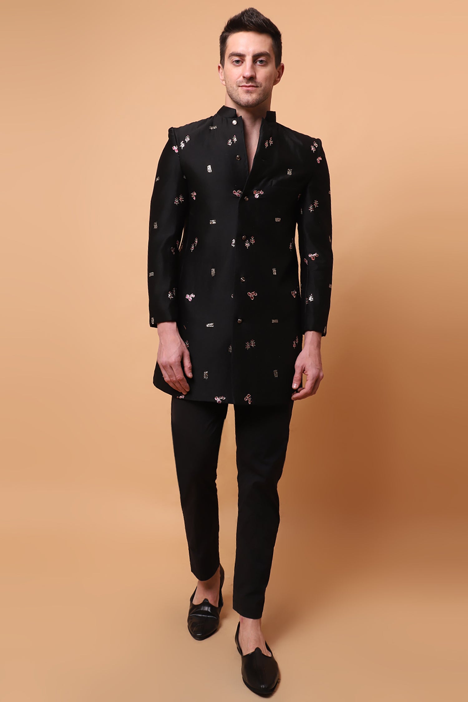 Muqaish Work Men Jacket - Black