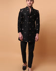 Muqaish Work Men Jacket - Black