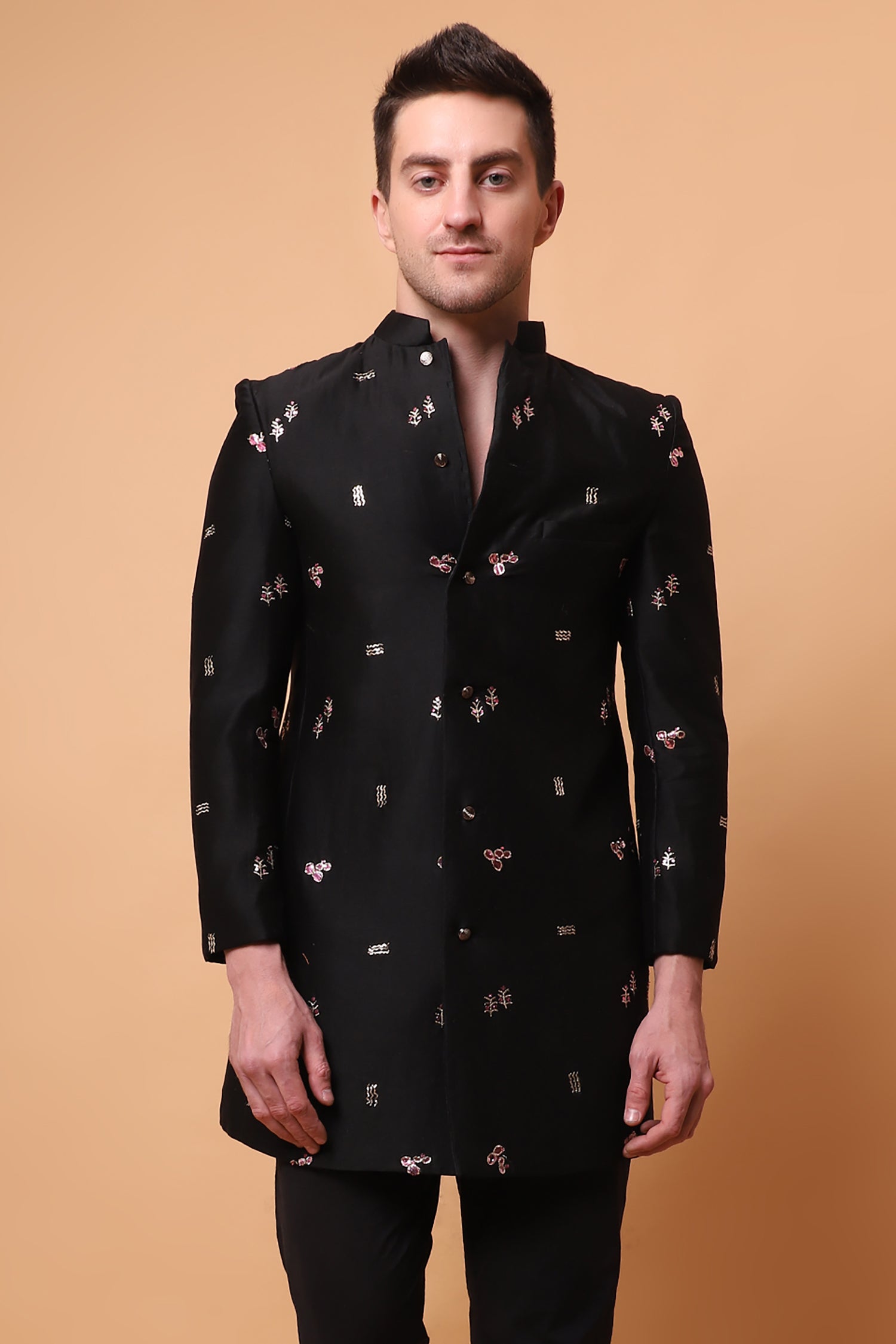 Muqaish Work Men Jacket - Black