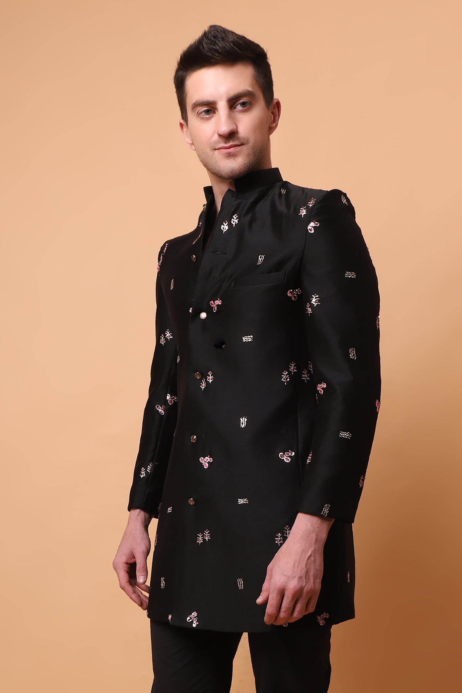 Muqaish Work Men Jacket - Black