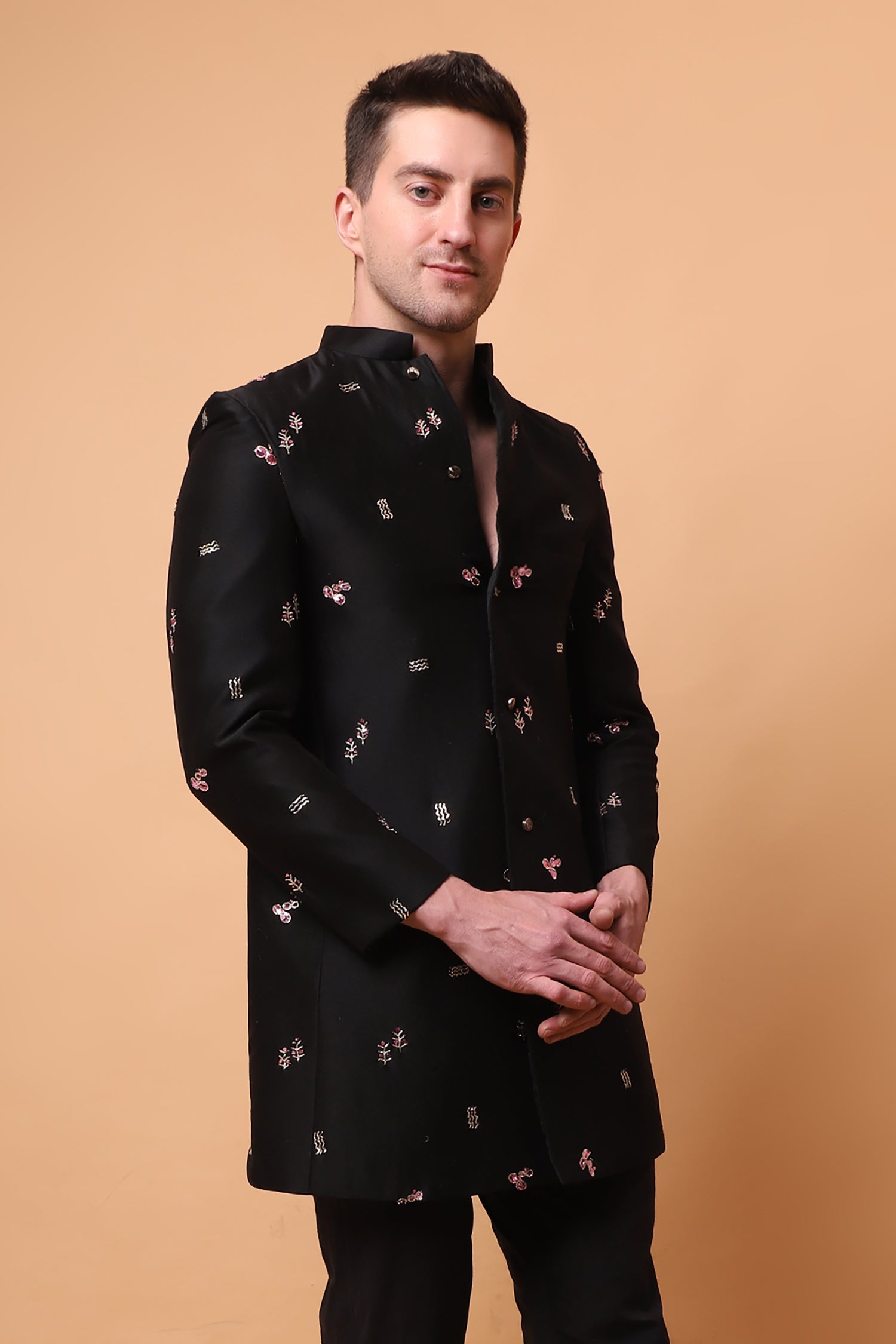 Muqaish Work Men Jacket - Black