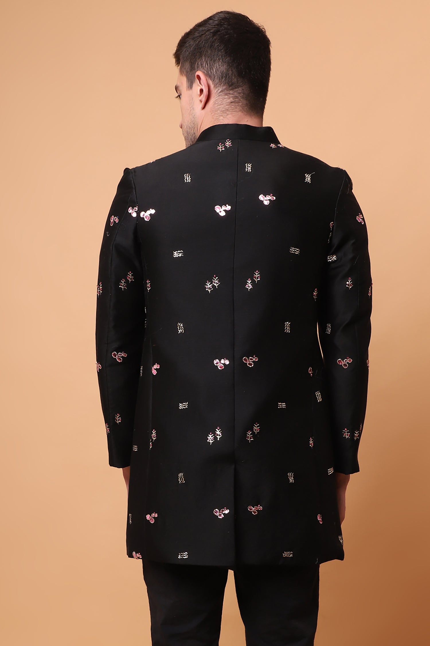 Muqaish Work Men Jacket - Black