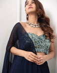 Atasi Blue Lehenga Drape Set
